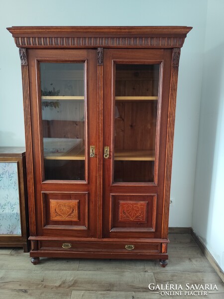 Antique Furniture Wardrobe with Shelves and Drawers from the 19th Century, Restored in Good Condition