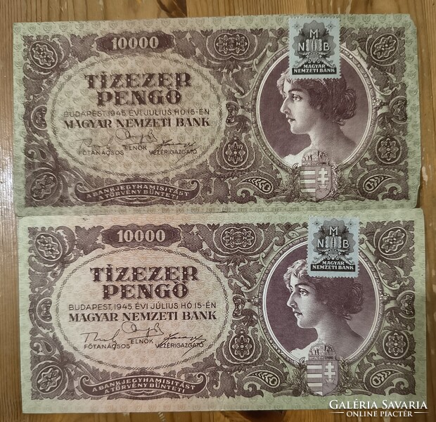 2 db 10 000 Pengő 1945 – Magyar Nemzeti Bank,