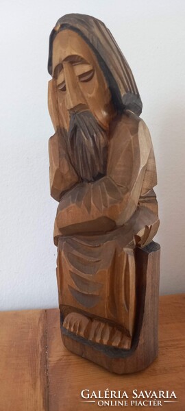 Small wood carving, wooden statue, ~22 cm tall