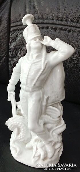 Herendi White Glazed Dragon Slayer Hussar Perfect 24cm