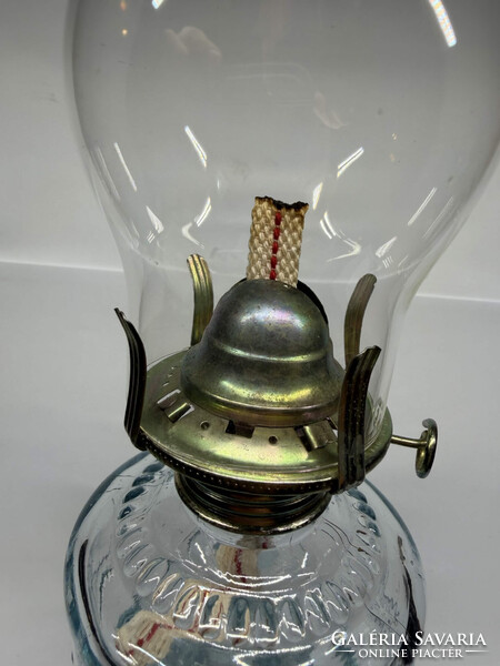 An Qing (安庆) Vintage Petroleum Lamp with Bird Patterned Glass