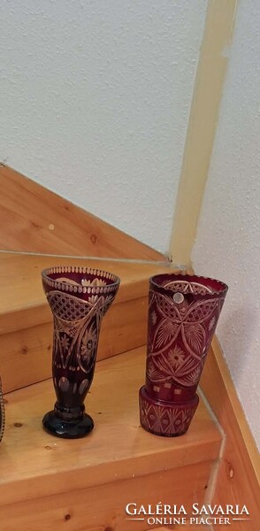 Two Crystal Vases with Etched Design