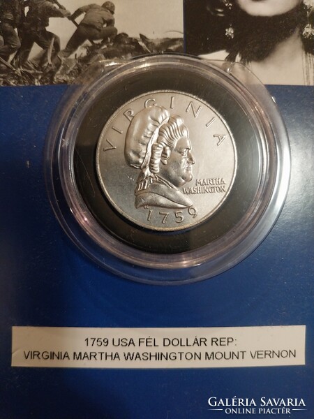 1759 USA Half Dollar REPLICA Virginia Martha Washington Mount Vernon
