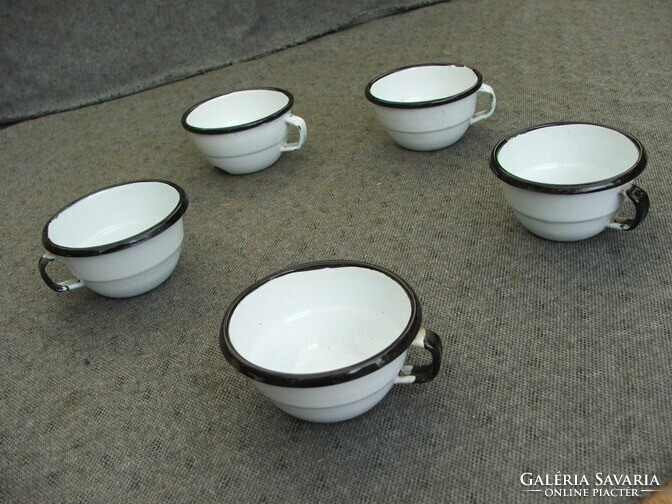 Old Enamelled Cups, set of 5