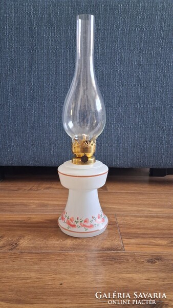 Retro Petroleum Lamp, Milk Glass Oil Container, Fully Functional and Clean Condition
