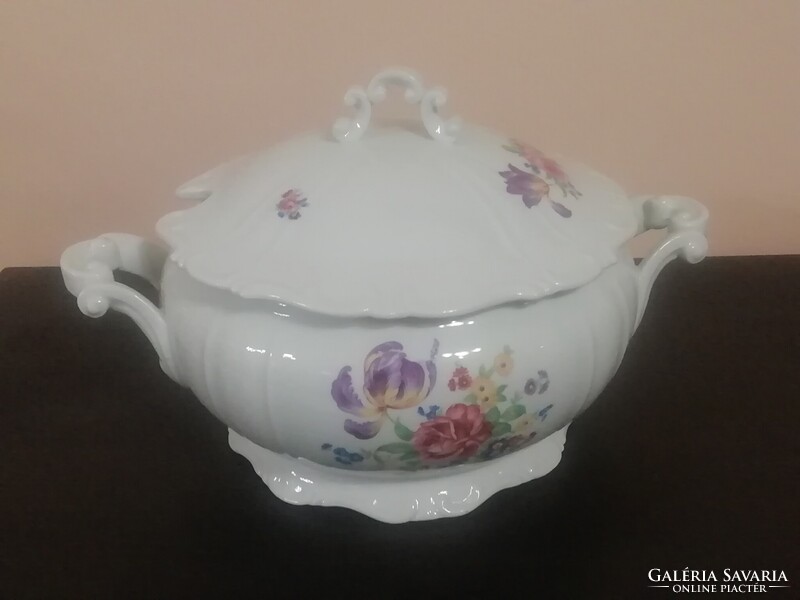 Old Zsolnay floral pattern soup bowl