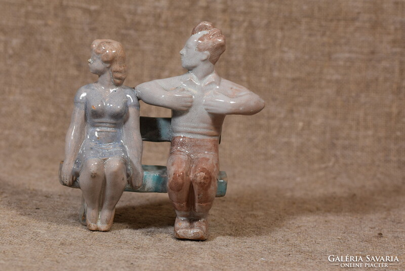 Kerámia szerelmes pár figura Magyarország 1940-es évek