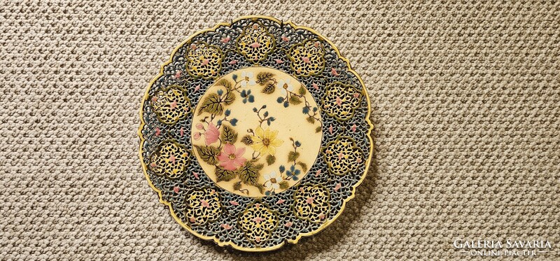 Zsolnay Pécs – Large, Openwork, Hand-Painted Decorative Plate, circa 1890 – 40 cm